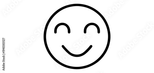 Outline Smiley Face with Curved Eyes UI Icon for App UI