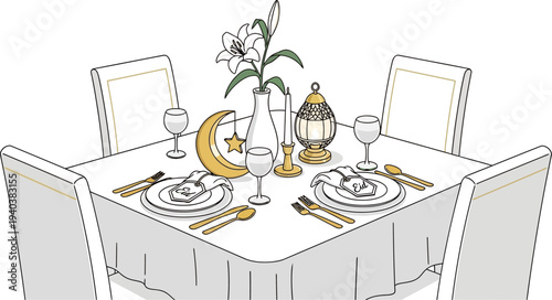 Sophisticated dining table arrangement for a festive holiday dinner