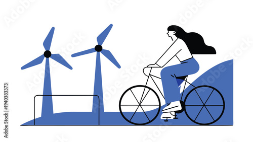 Female cyclist abstract concept vector illustrations