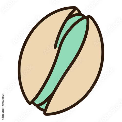 Pistachio Nut with Green Kernel Flat Vector Icon for App UI