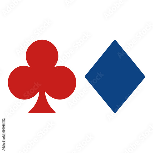 Red Club Suit Card Symbol UI Icon for App UI with Diamond
