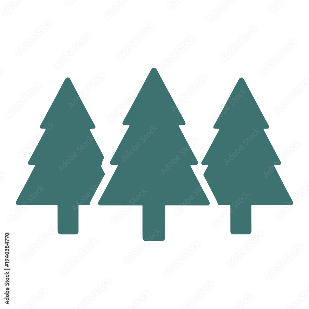 Fototapeta premium Three Christmas Trees Filled Vector Icon for Web Interface