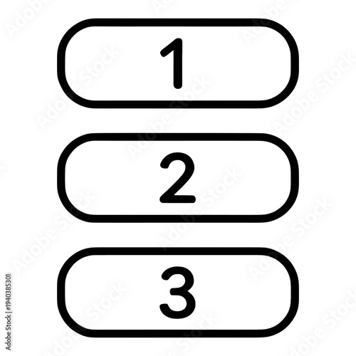 Three Numbered Rounded Buttons UI Icon for App UI