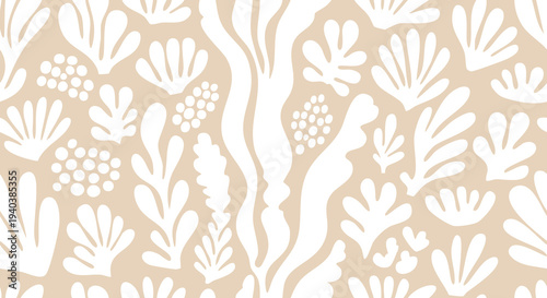 Minimal Abstract Coral Sea Plants Seamless Pattern Background