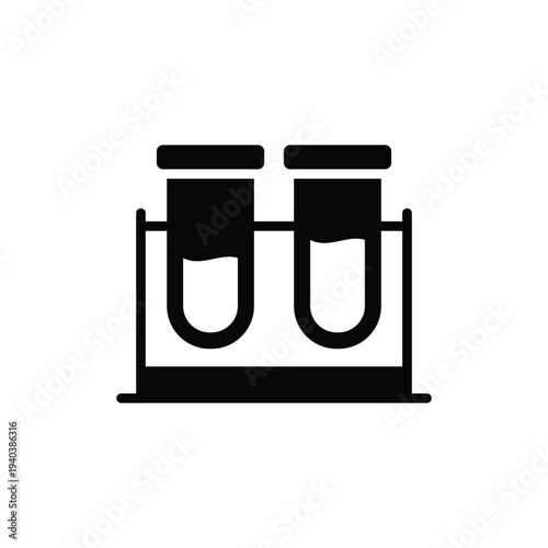 Test tube rack icon with liquids, symbolizing science, chemistry, and experiments