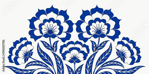 Blue Floral Seamless Pattern Decorative Vintage Flower Design