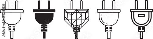 Set of five different light bulbs thin line icons vector illustration flat design scalable graphic