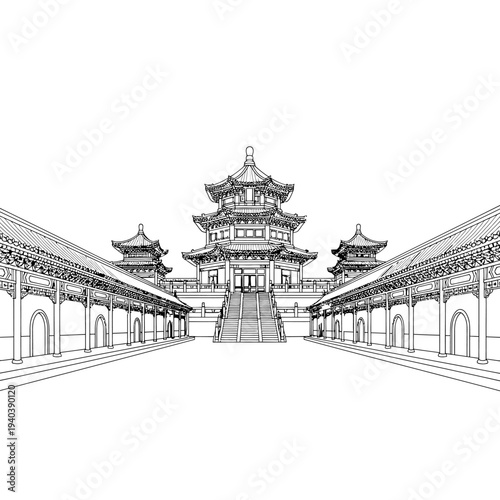 Summer Palace Beijing China Landmark Architecture Vector Icon