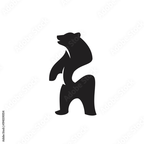 Black Silhouette Bear Standing Modern Abstract Logo Design
