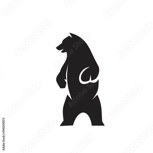 Bear Silhouette Standing on Hind Legs Logo Design