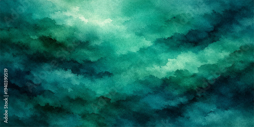 Abstract blue grunge background featuring dark storm clouds and smoky textures over a deep sea nature backdrop with motion and light