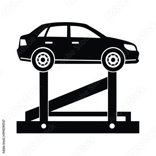 Car ramps silhouette automotive service support equipment illustration