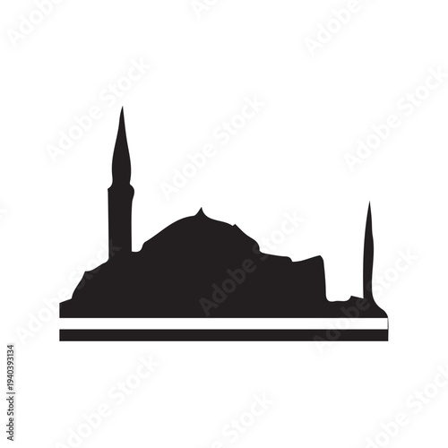 Islamic Mosque, Kaaba and Minaret Vector Illustration – Ramadan and Eid Islamic Architecture Design