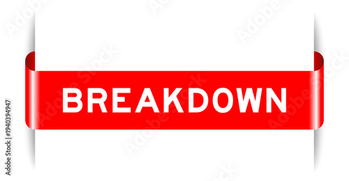 Red color inserted label banner with word breakdown on white background