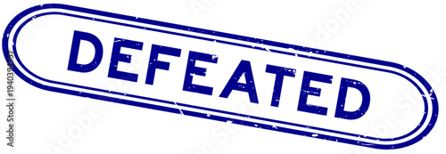 Schilderij op canvas Grunge blue defeated word rubber seal stamp on white background
