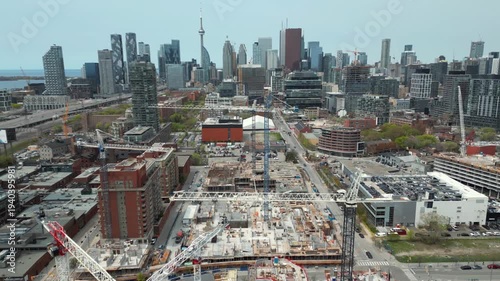 Large-Scale Urban Development Project Under Construction in Downtown Toronto Captured from Above