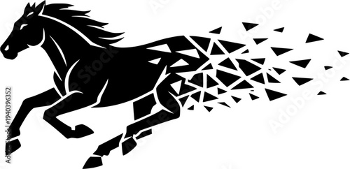 horse and rider fragmentation look vector design 