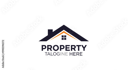 Property Logo Design with House Roof Icon for Real Estate Branding on Isolated White Background