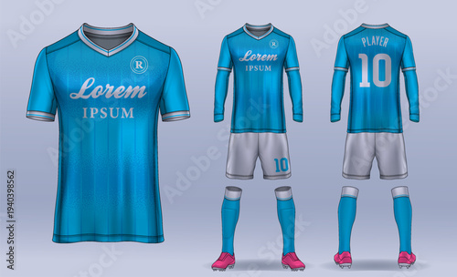 t-shirt sport design template, Soccer jersey mockup for football club. uniform front and back view.	