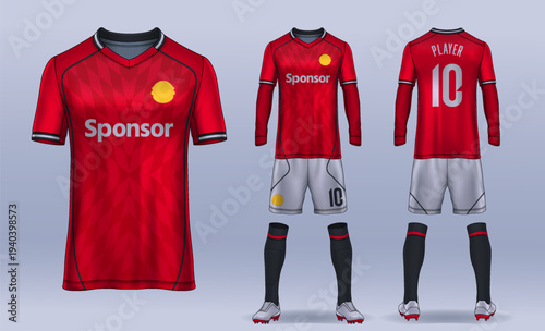 t-shirt sport design template, Soccer jersey mockup for football club. uniform front and back view.	