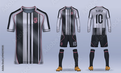 t-shirt sport design template, Soccer jersey mockup for football club. uniform front and back view.	