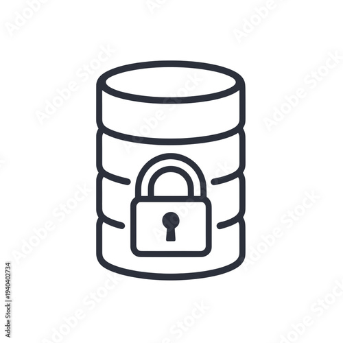 Database Lock Security UI Icon for App Interface