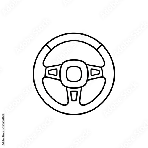 Steering Wheel Outline UI Icon for App Interface