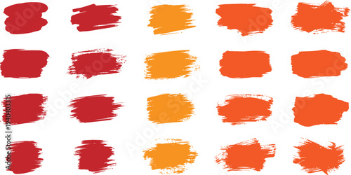 Vibrant red and orange paint swatches on white background