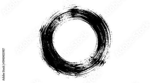 Black Brush Stroke Circle Shape.