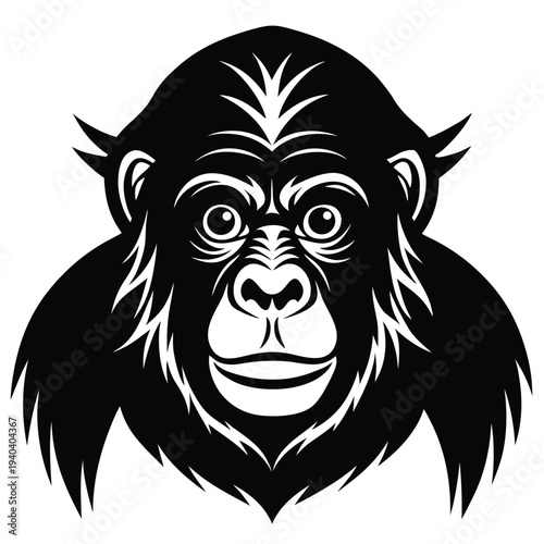 Majestic orangutan with intricate fur, a powerful wildlife vector illustration silhouette