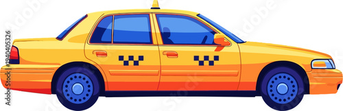 Classic yellow taxi cab side profile