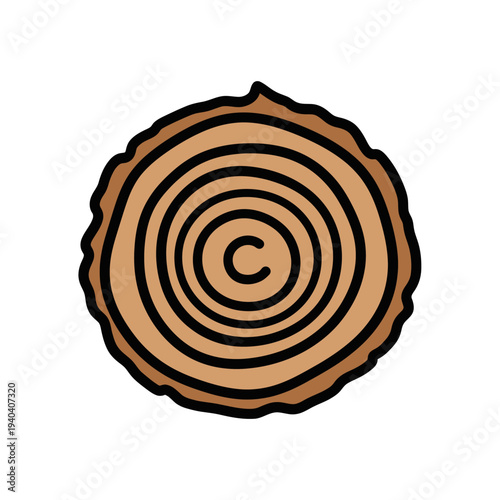 Log Slice With Growth Rings Illustration