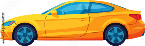 Sleek yellow sports coupe profile for urban driving
