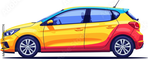 Sporty compact hatchback in vibrant colors