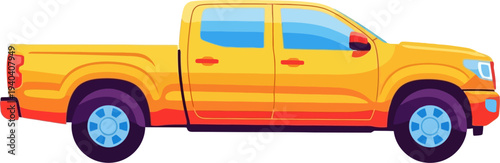 Versatile yellow crew cab pickup truck for work and utility