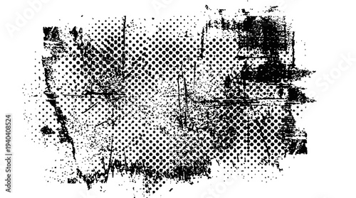 Abstract black and white texture with halftone dots and distressed patterns for design use