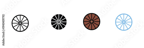 Vintage Wooden Wheel Icon for Transportation and Western Cart Theme. Vector Illustration.