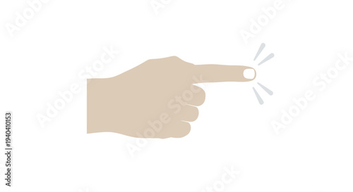Hand pointing at a white light dot representing a button
