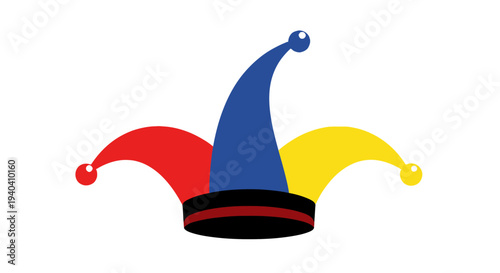 Jester Hat with Red, Blue, and Yellow Colors