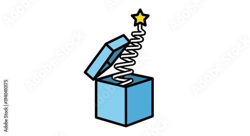 Jack-in-the-box popping out with a star