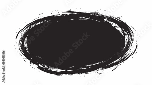 Black Oval Brush Stroke Mark.