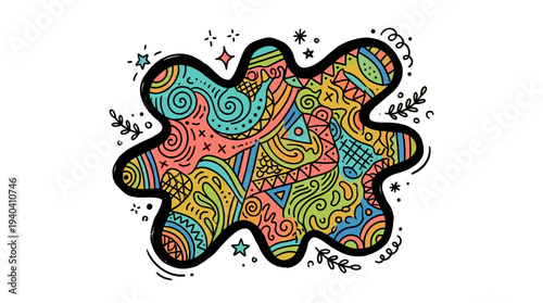 Colorful abstract splash design featuring intricate patterns and shapes in vibrant hues