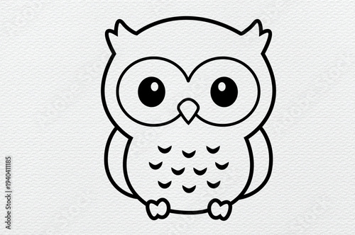 Cute Owl Line Art Vector | Cartoon Owl Outline Illustration