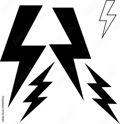 Lightning Bolt Symbol Vector | Electric Power Thunder Icon