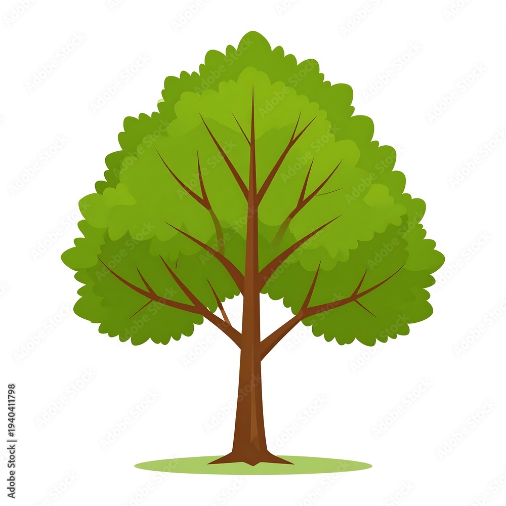 Fototapeta premium Lush Green Tree Illustration - Natures Beauty in Simple Design.