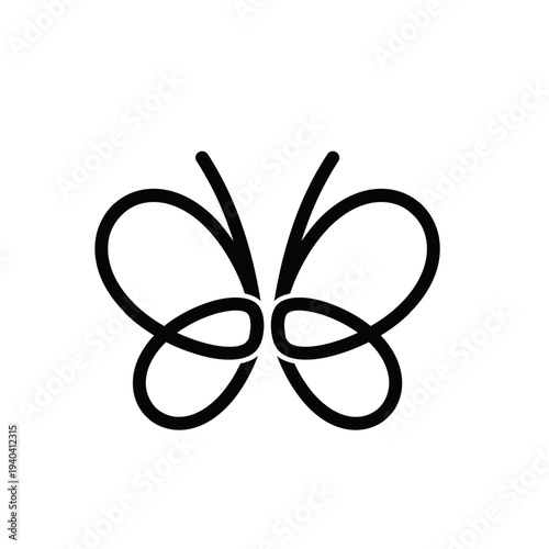 Minimalist Butterfly Outline Icon Logo Design Element