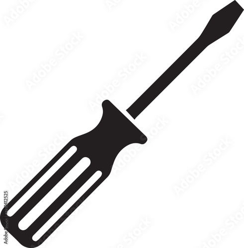 Flat head screwdriver tool silhouette manual equipment hardware repair maintenance vector art
