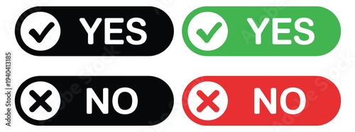 Yes and No Button Icons Check Cross Mark Symbols Vector