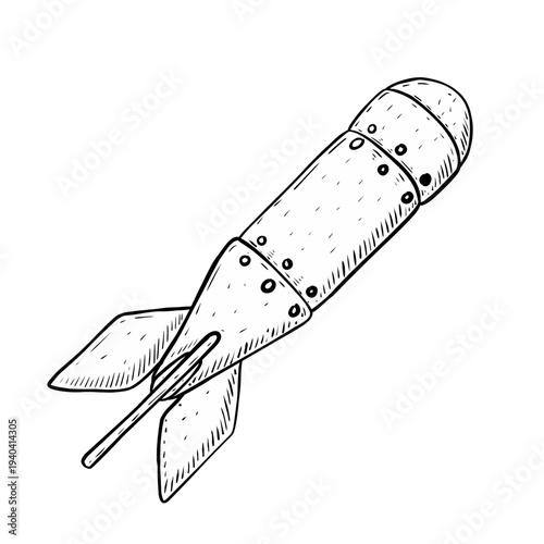Sketch Illustration of missile bomb