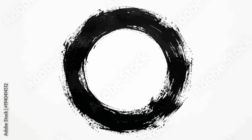 Artistic black ink circle on a white background, symbolizing simplicity and zen aesthetics